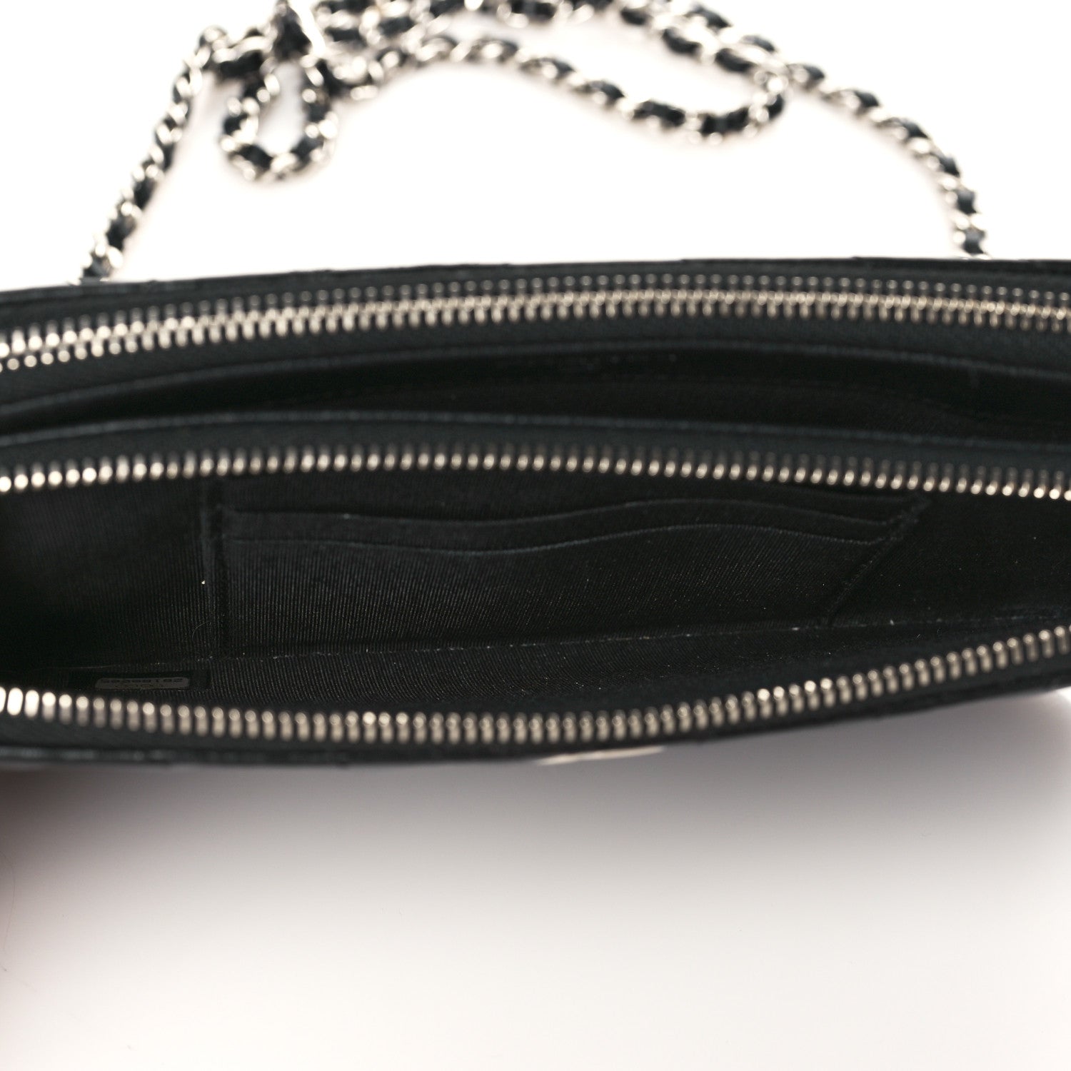 Chanel Lambskin Chevron Quilted Studded Clutch With Chain Black 8 of 13