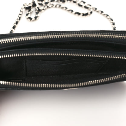 Chanel Lambskin Chevron Quilted Studded Clutch With Chain Black 8 of 13