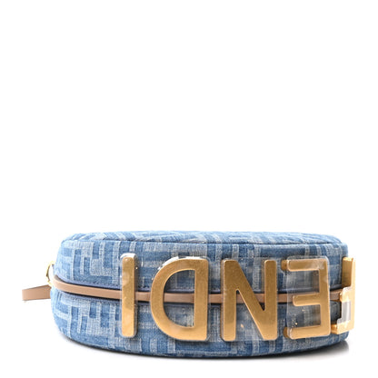 Fendi Denim Vitello King F is Fendi FF Embroidered Mini Fendigraphy Hobo Bag Denim Sand 4 of 11