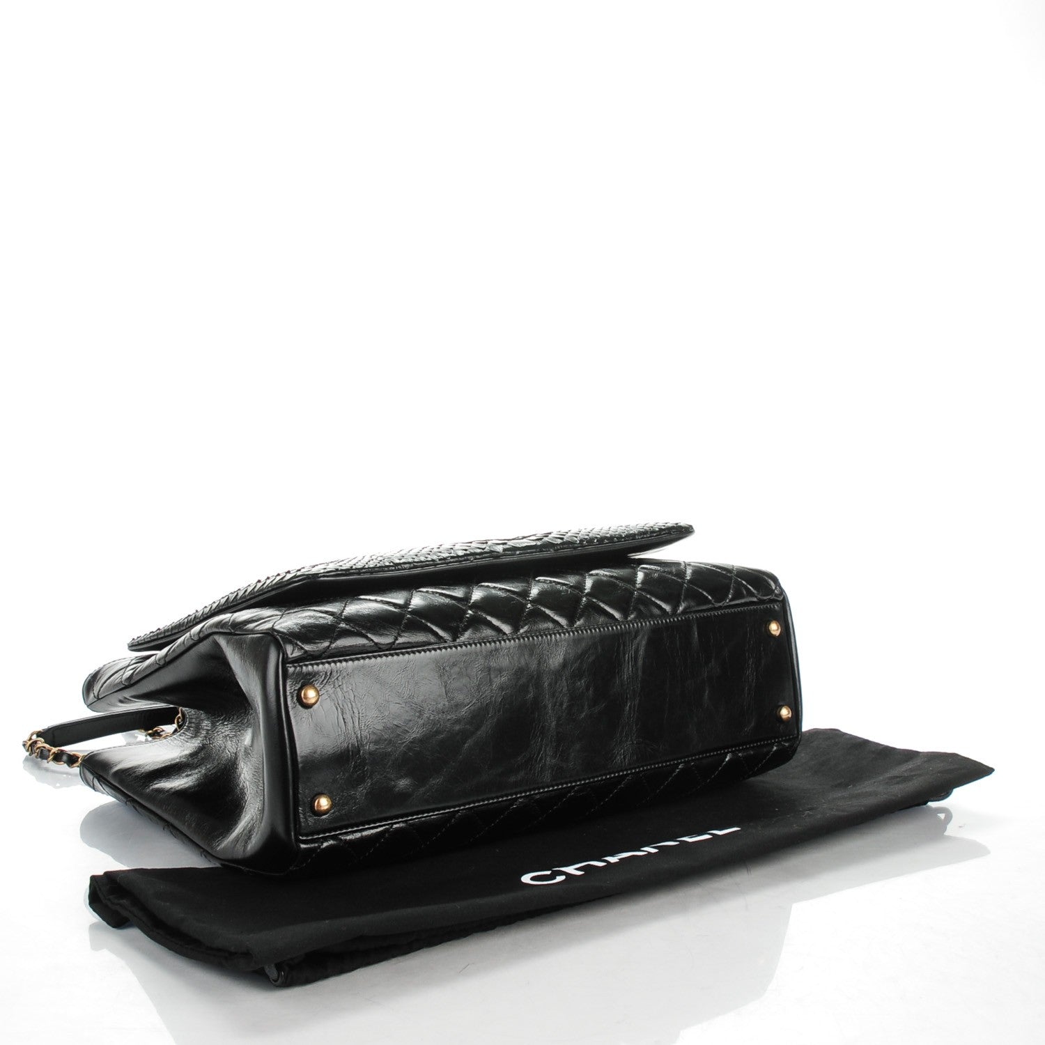 Chanel Python Glazed Calfskin Quilted Urban Mix Tote Black 4 of 7