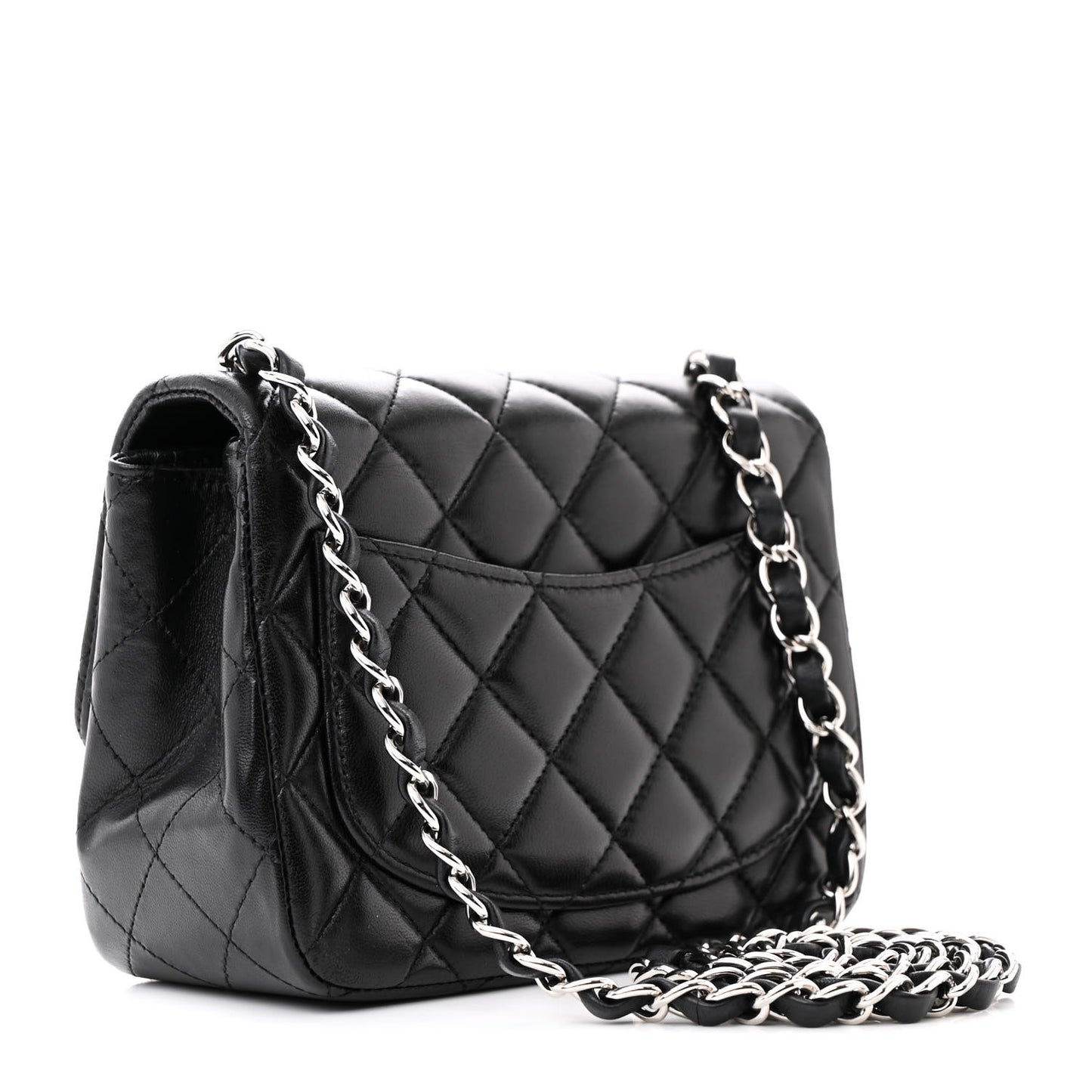 Lambskin Quilted Mini Square Flap Black