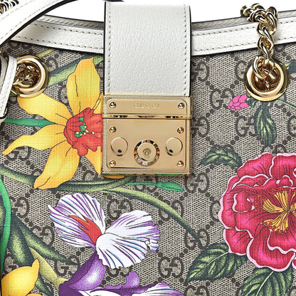 Gucci GG Supreme Monogram Flora Textured Calfskin Small Padlock Tote Beige Ebony Multicolor Mystic White 10 of 10