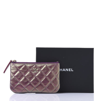 Chanel Iridescent Lambskin Quilted Small Cosmetic Case Purple 11 of 11