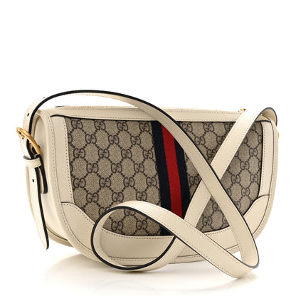 Gucci GG Supreme Monogram Web Large Ophidia Shoulder Bag Beige Ebony Mystic White 3 of 9