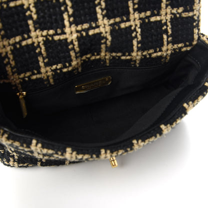 Chanel Tweed Quilted Medium Chanel 19 Flap Black Beige 5 of 12
