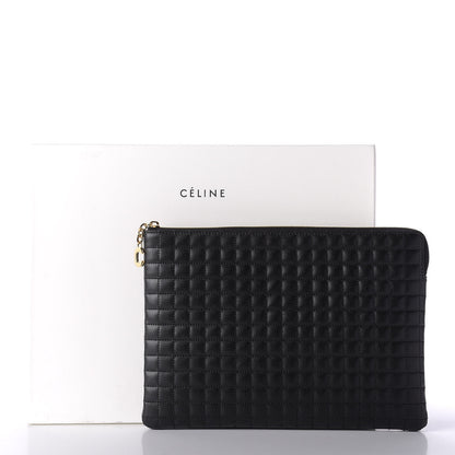 Celine Calfskin Quilted C Charm Pouch Black 8 of 9