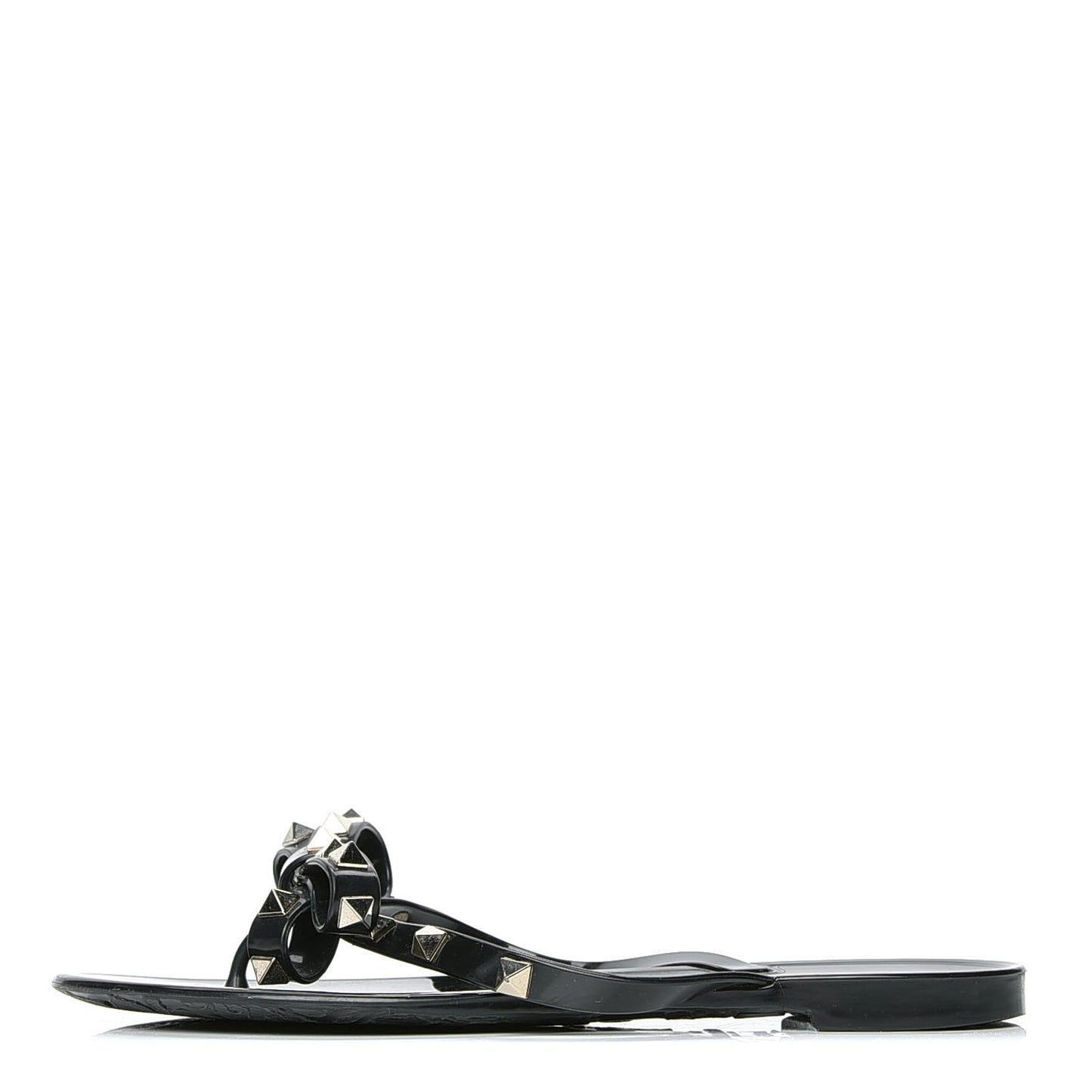 PVC Jelly Rockstud Bow Thong Sandals 36 Black