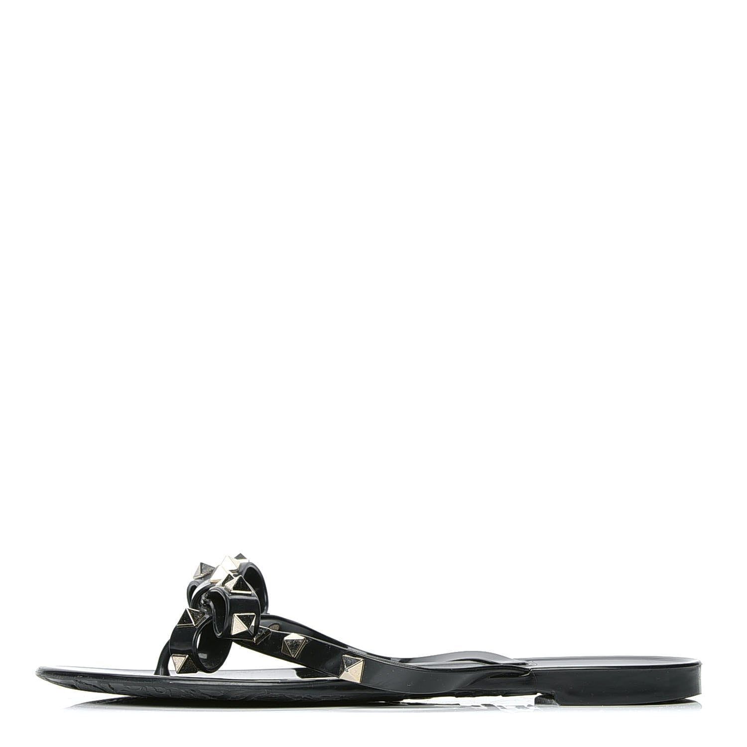 Valentino Garavani PVC Jelly Rockstud Bow Thong Sandals 36 Black 1 of 7