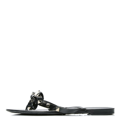 Valentino Garavani PVC Jelly Rockstud Bow Thong Sandals 36 Black 1 of 7