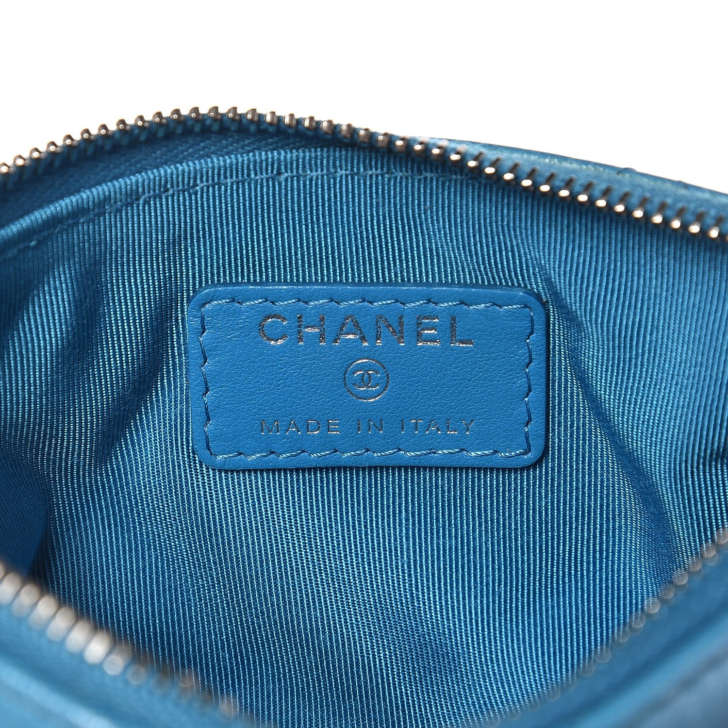 Chanel Metallic Lambskin Small Cosmetic Case Turquoise 6 of 8