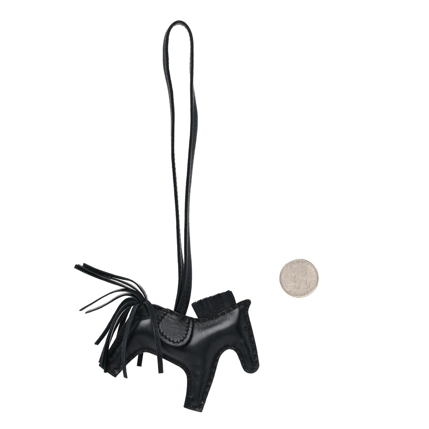 Hermes Milo Lambskin Grigri Rodeo Horse Bag Charm PM So Black 2 of 4