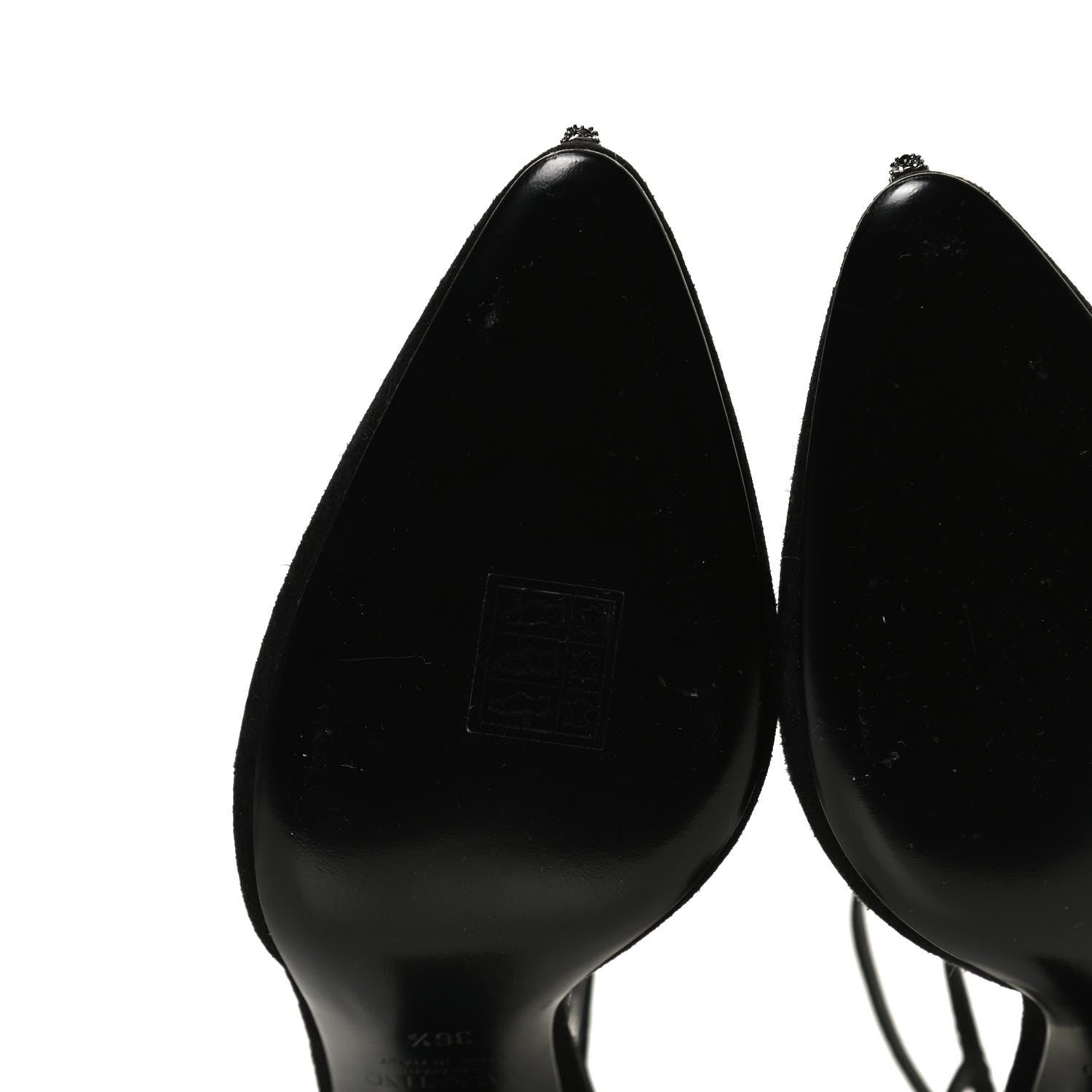 Valentino Garavani Suede Crystal Snake Embellished Ankle Strap Pumps 36.5 Black 8 of 11