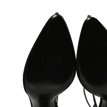 Valentino Garavani Suede Crystal Snake Embellished Ankle Strap Pumps 36.5 Black 8 of 11