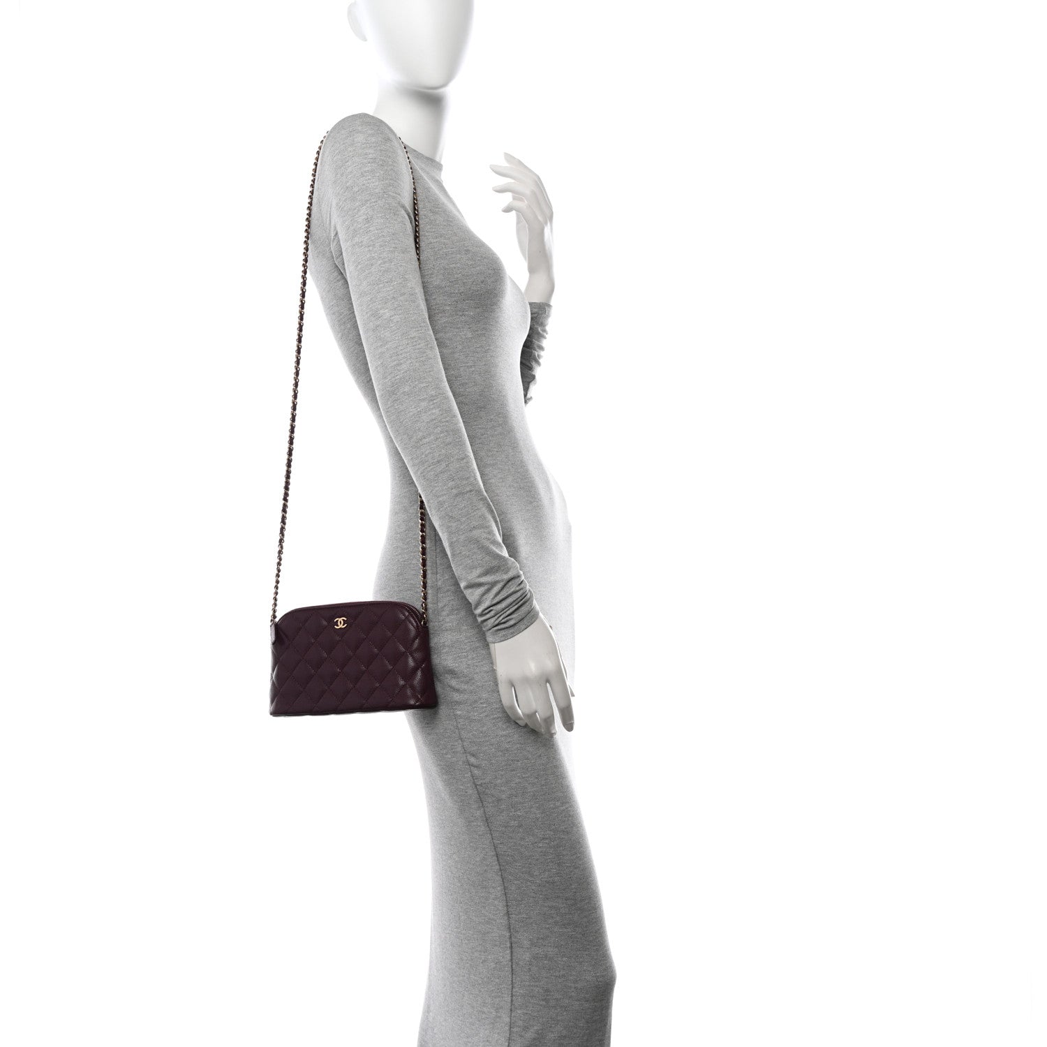 Chanel Caviar Quilted Classic Clutch With Chain Burgundy 2 of 12