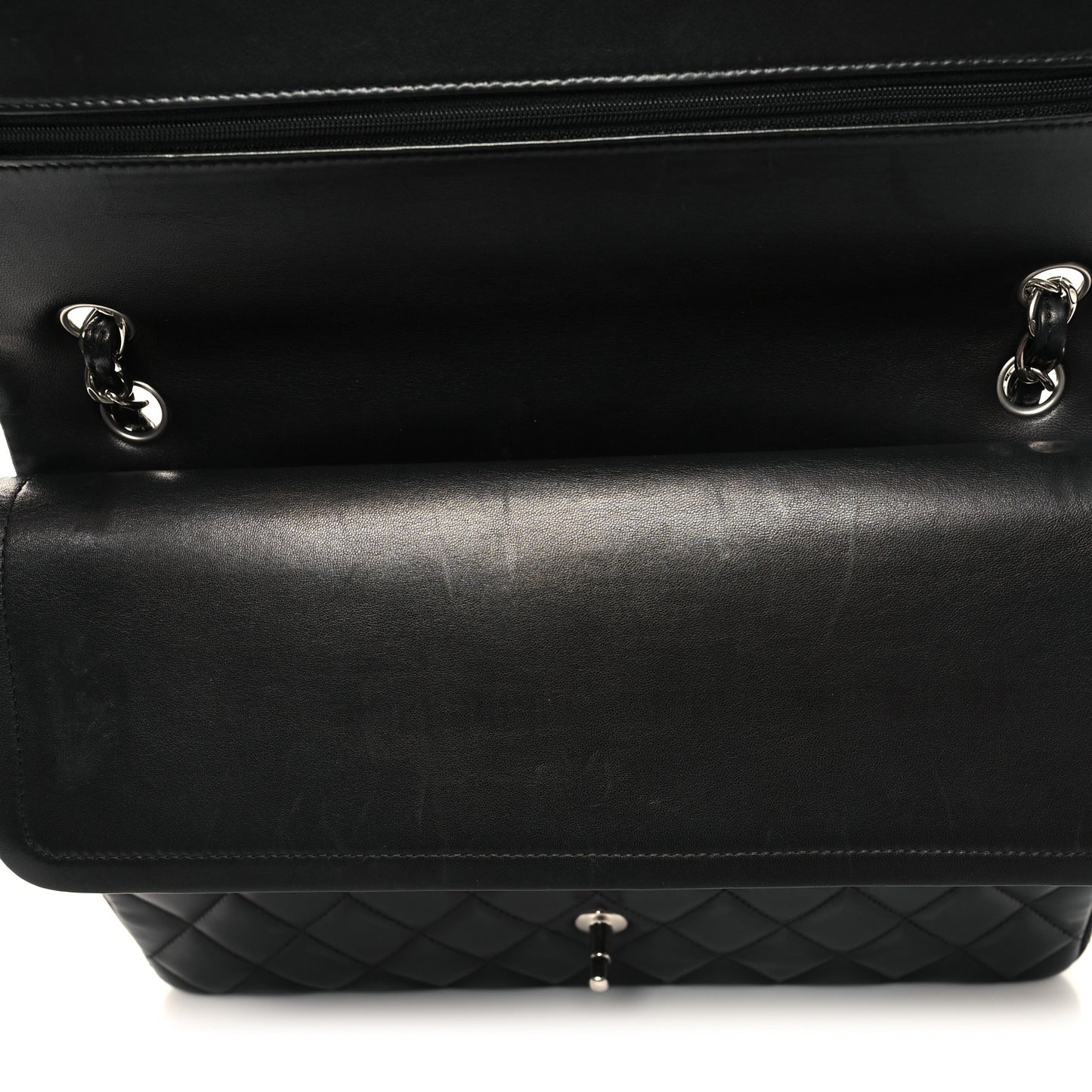 Lambskin Quilted Maxi Double Flap Black