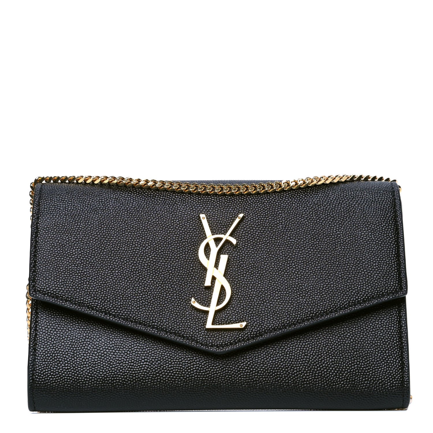 Saint Laurent Grain De Poudre Uptown Chain Wallet Black 1 of 7