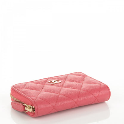 Chanel Caviar Quilted Zip Around Coin Purse Wallet Dark Pink 4 of 7