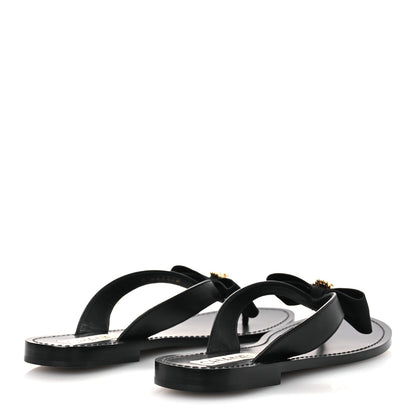 Chanel Lambskin Grosgrain Bow Pearl Thong Sandals 39 Black 10 of 24