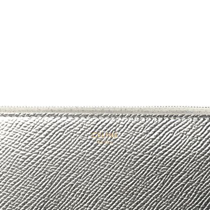 Celine Laminated Grained Calfskin Large Zip Around Multifunction Wallet Silver 6 of 7