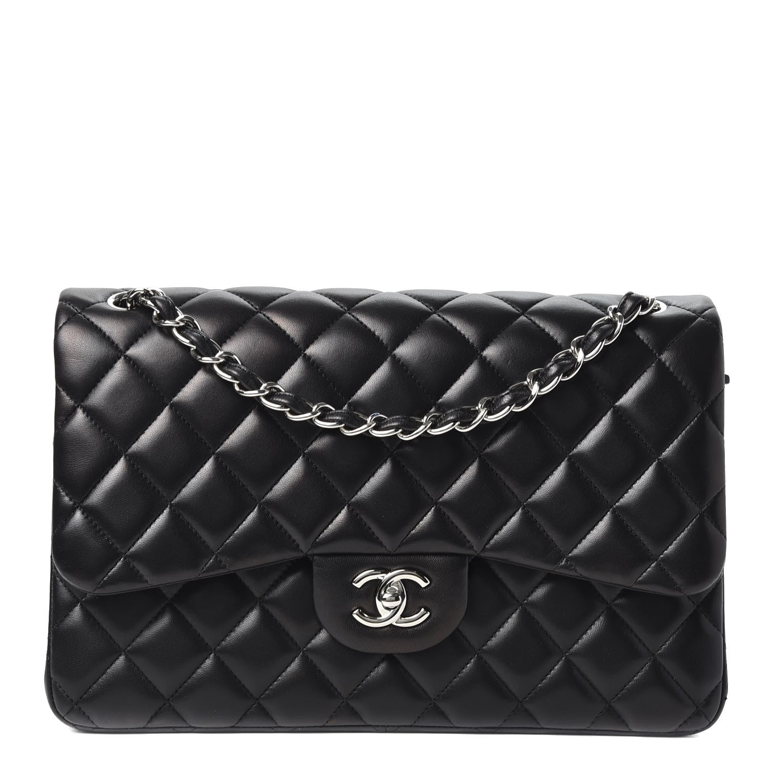 Chanel Lambskin Quilted Jumbo Double Flap Black 1 of 10