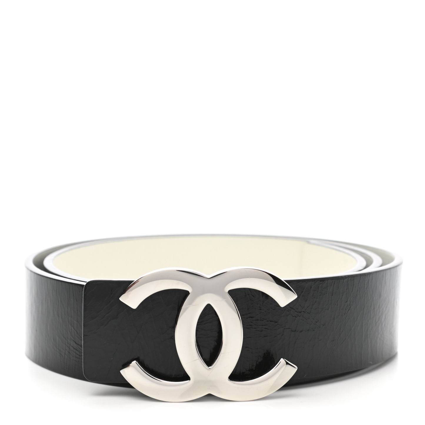 Patent Calfskin CC Reversible Belt 90 Black White