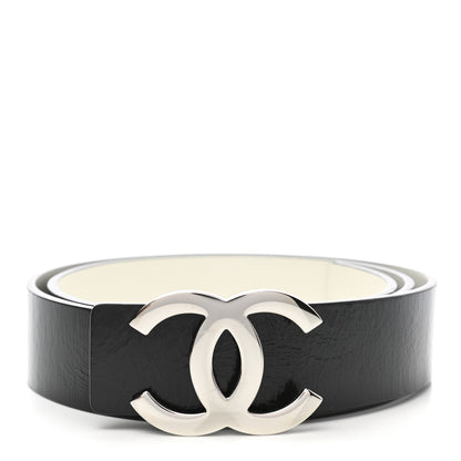 Chanel Patent Calfskin CC Reversible Belt 90 Black White 1 of 13