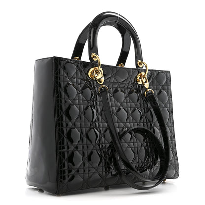 Christian Dior Patent Cannage Large Lady Dior Black 3 of 16