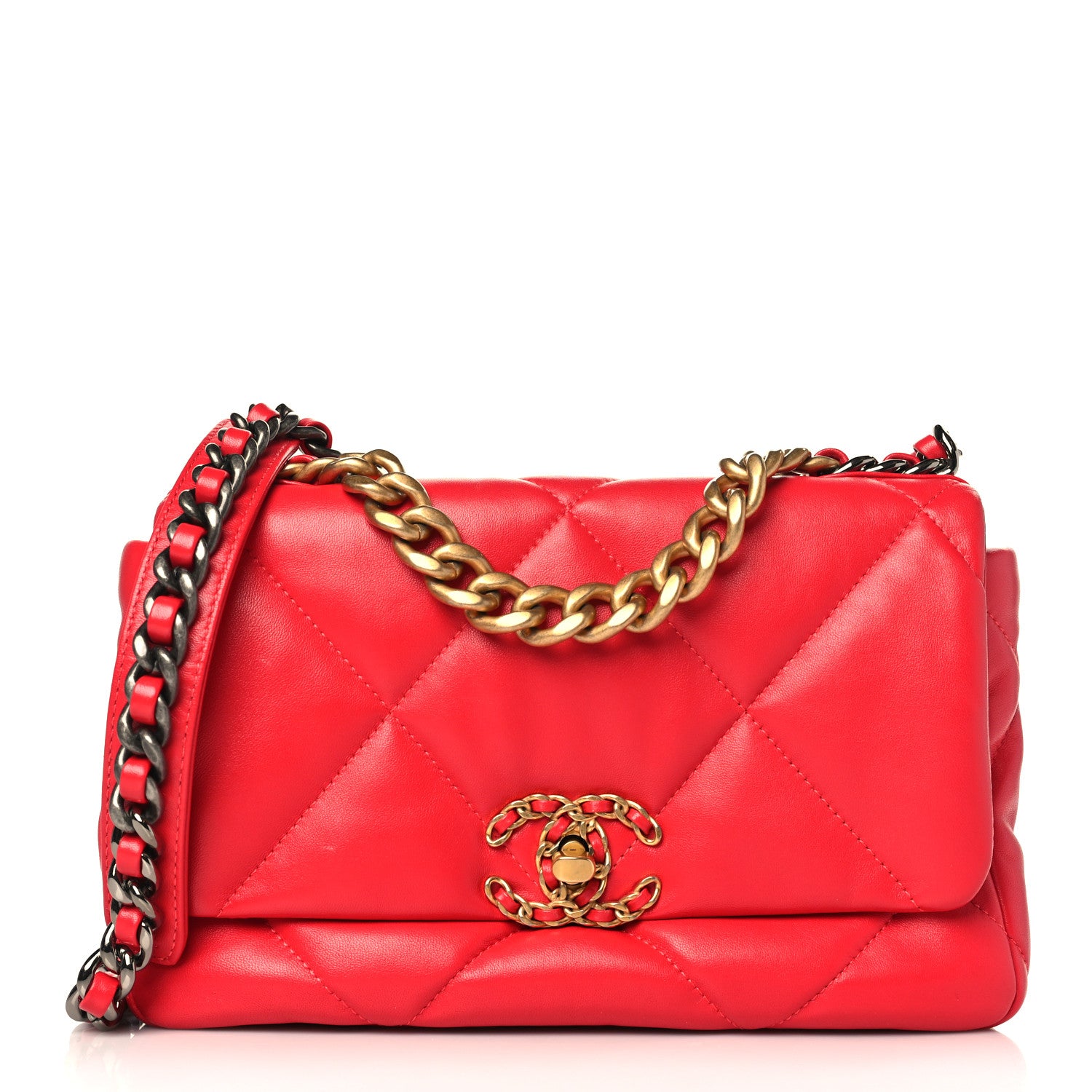 Chanel Lambskin Quilted Medium Chanel 19 Flap Red 1 of 10