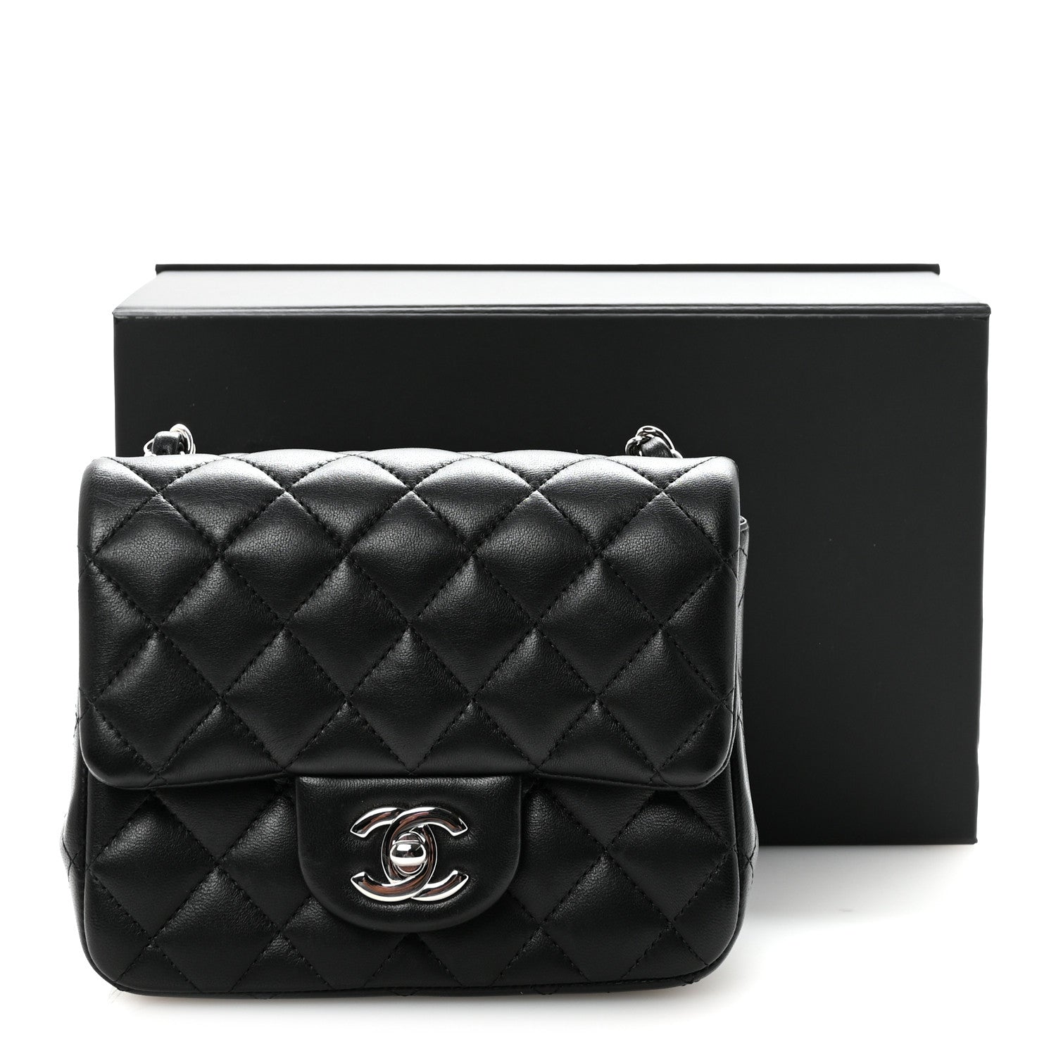 Chanel Lambskin Quilted Mini Square Flap Black 11 of 11