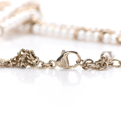 Chanel Crystal Pearl CC Long Multistrand Necklace Gold 4 of 5