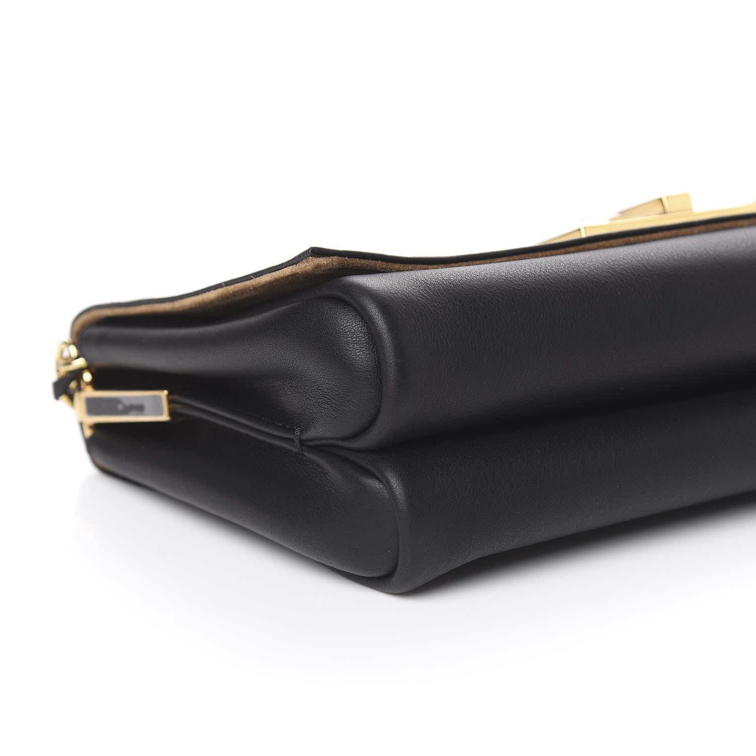 Fendi Calfskin Paris Pequin Small Shoulder Bag Black 8 of 10