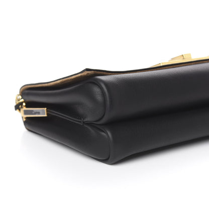 Fendi Calfskin Paris Pequin Small Shoulder Bag Black 8 of 10