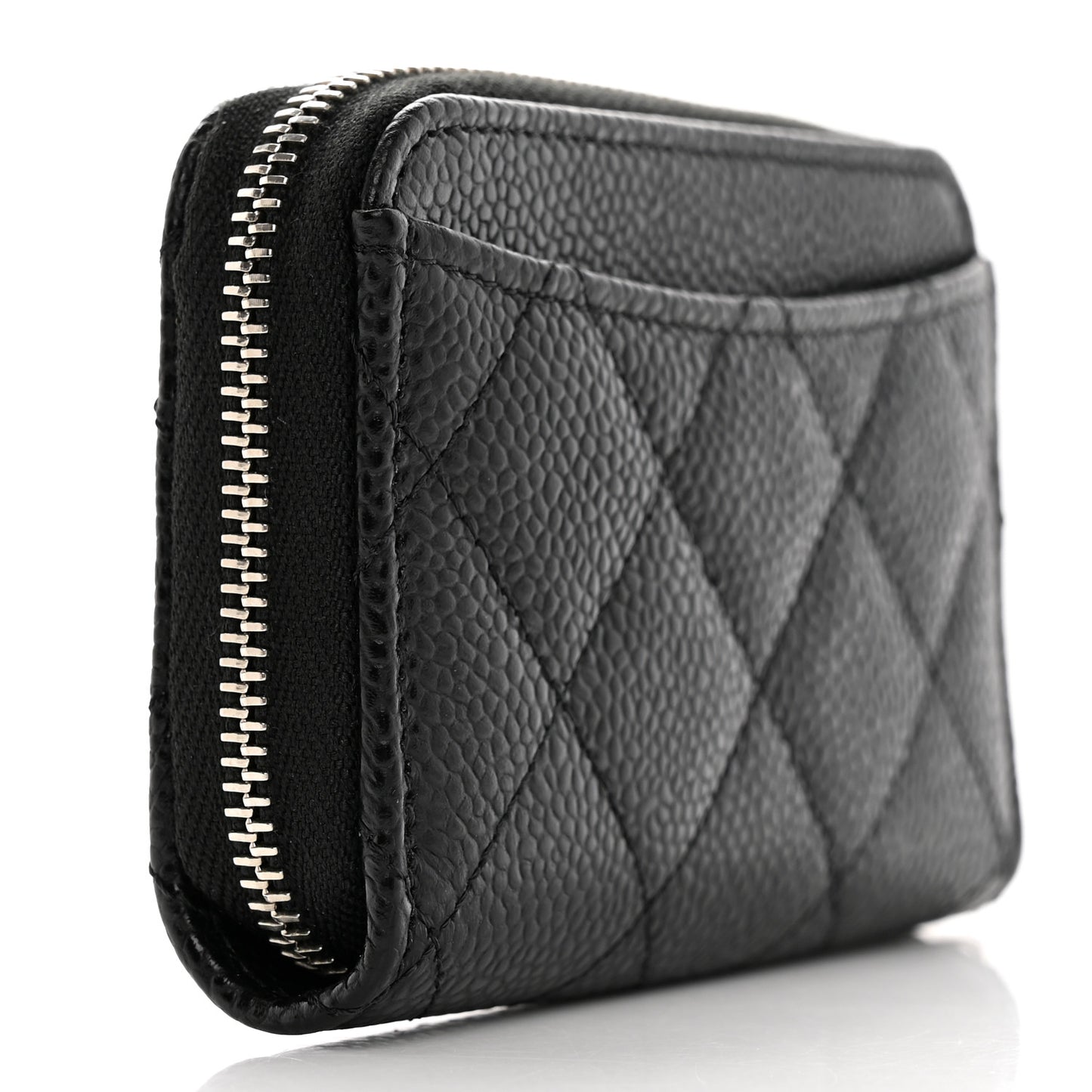 Caviar Quilted Zip Coin Purse Black