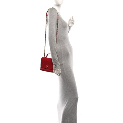 Chanel Calfskin Quilted Small Double Pocket Top Handle Flap Red 2 of 11