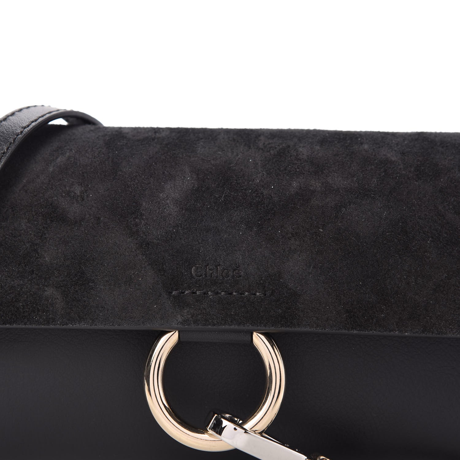 Chloe Suede Calfskin Mini Faye Shoulder Bag Carbon Grey 10 of 10