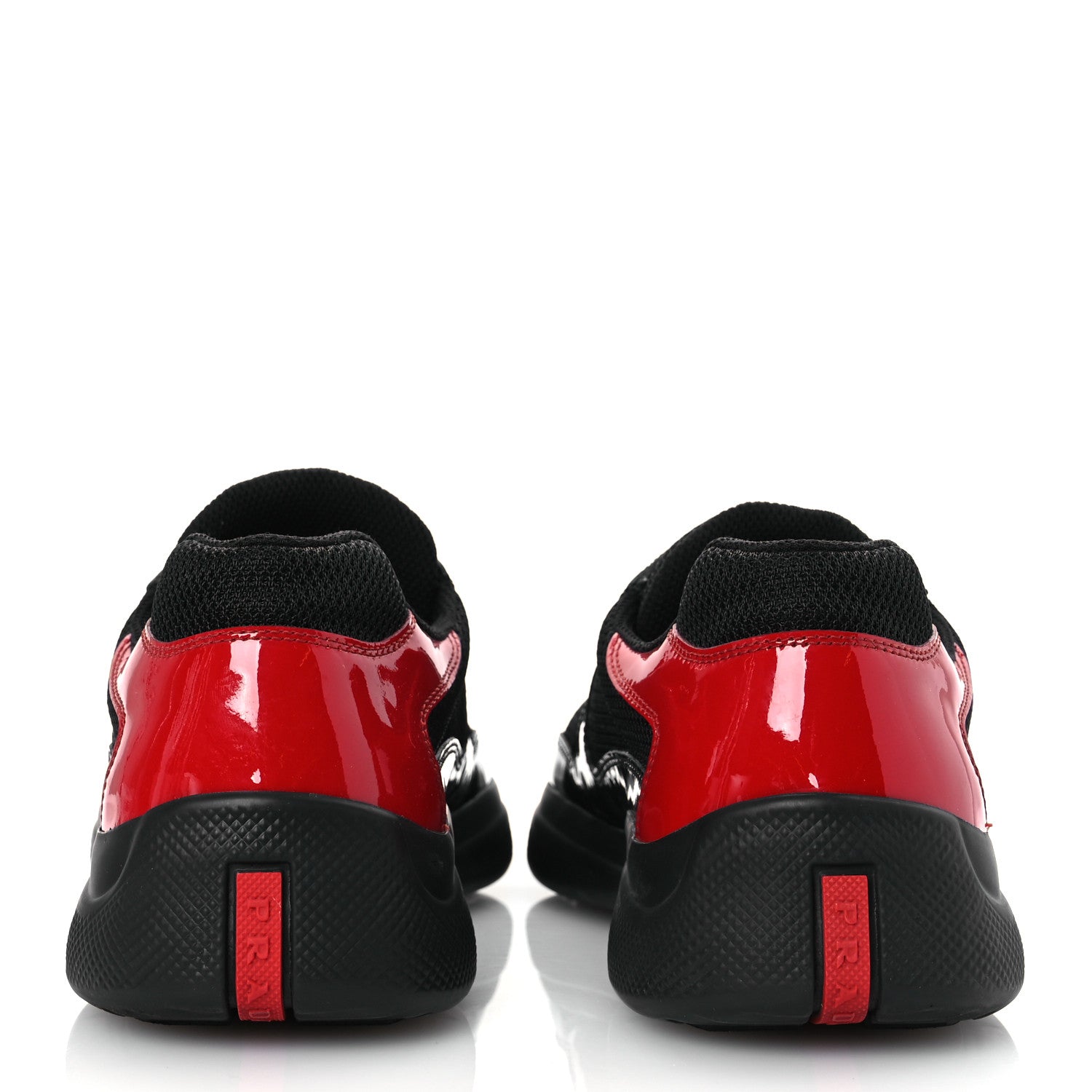 Prada Patent Mens America's Cup Patchwork Sneakers 8 Black Red 6 of 12