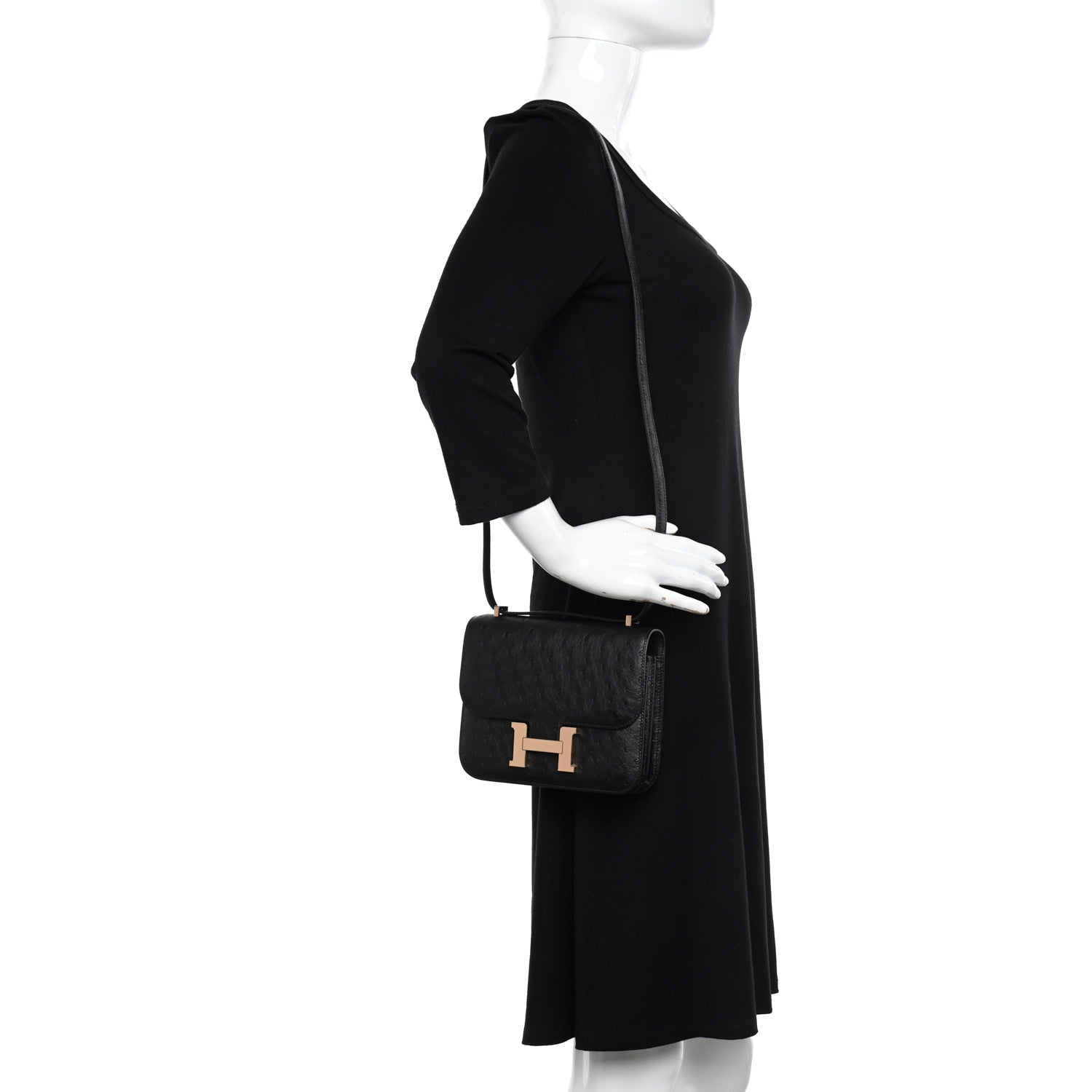 Hermes Ostrich Constance 18 Black 2 of 13