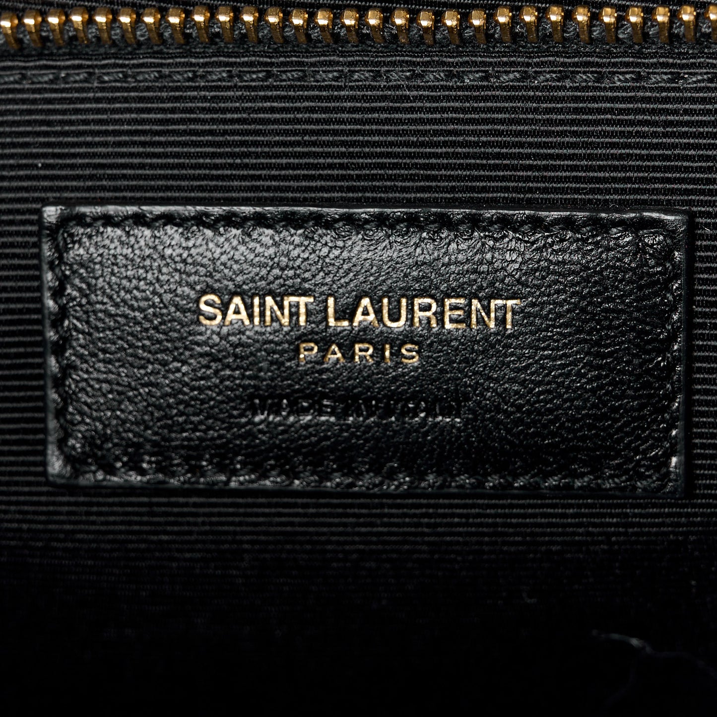 SAINT LAURENT Grain De Poudre Matelasse Chevron Large Monogram Satchel Black