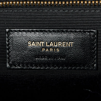 Saint Laurent SAINT LAURENT Grain De Poudre Matelasse Chevron Large Monogram Satchel Black 7 of 11