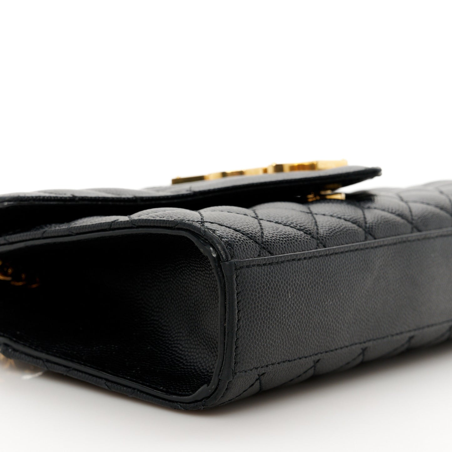 Grain De Poudre Textured Mixed Matelasse Triquilt Small Monogram Satchel Black Blue
