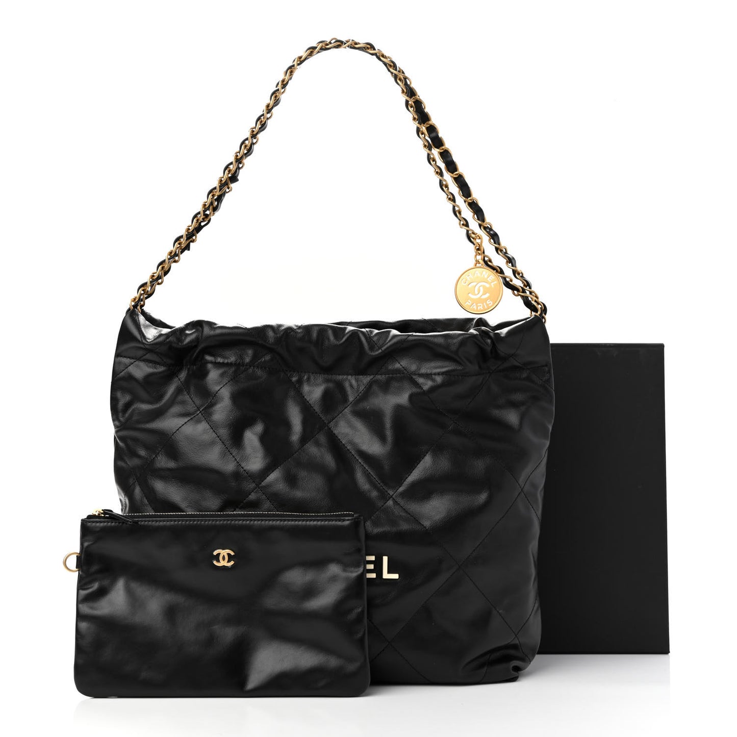 Calfskin Quilted Small Chanel 22 Black