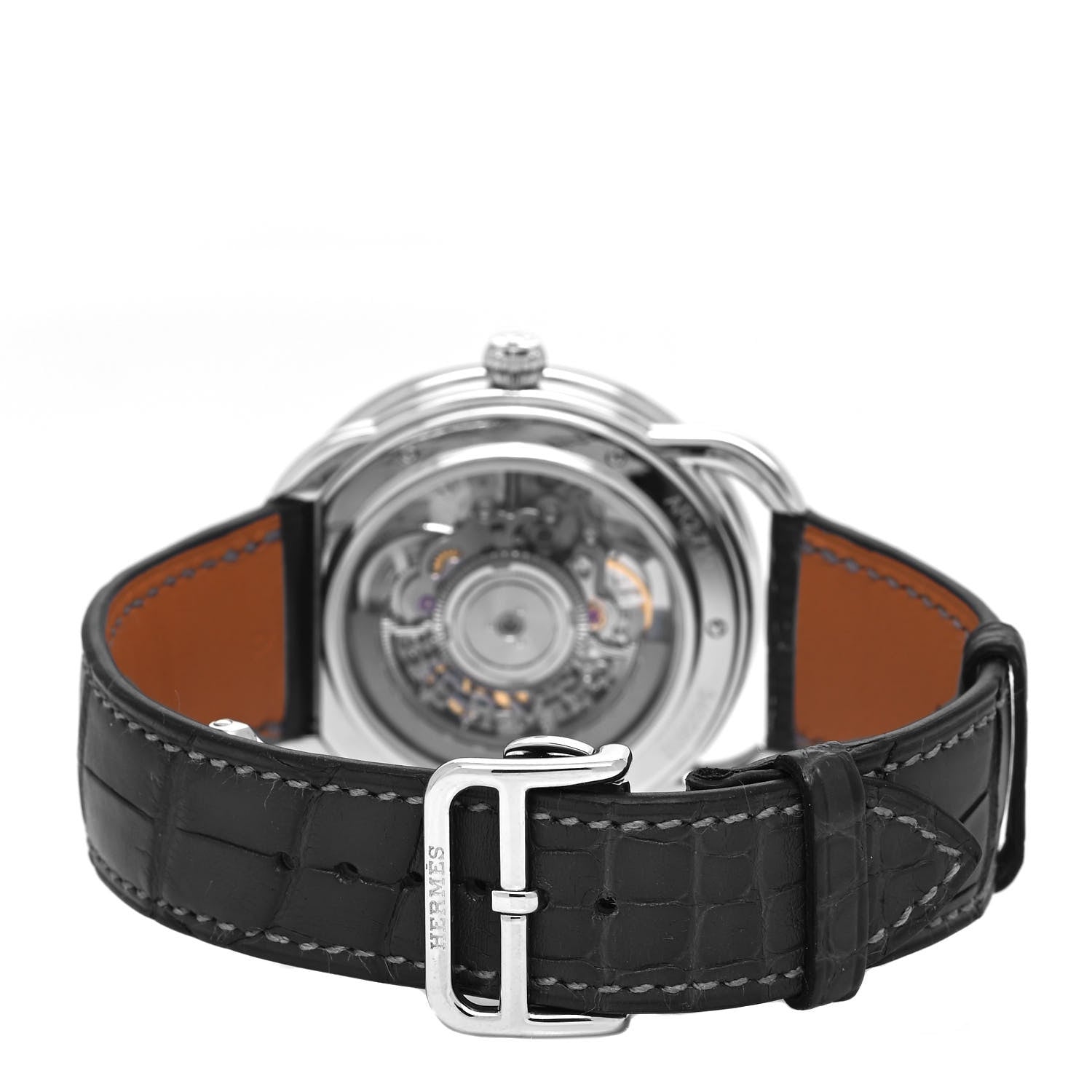 Hermes Stainless Steel Alligator 40mm Arceau Squelette Automatic Watch Noir 3 of 5