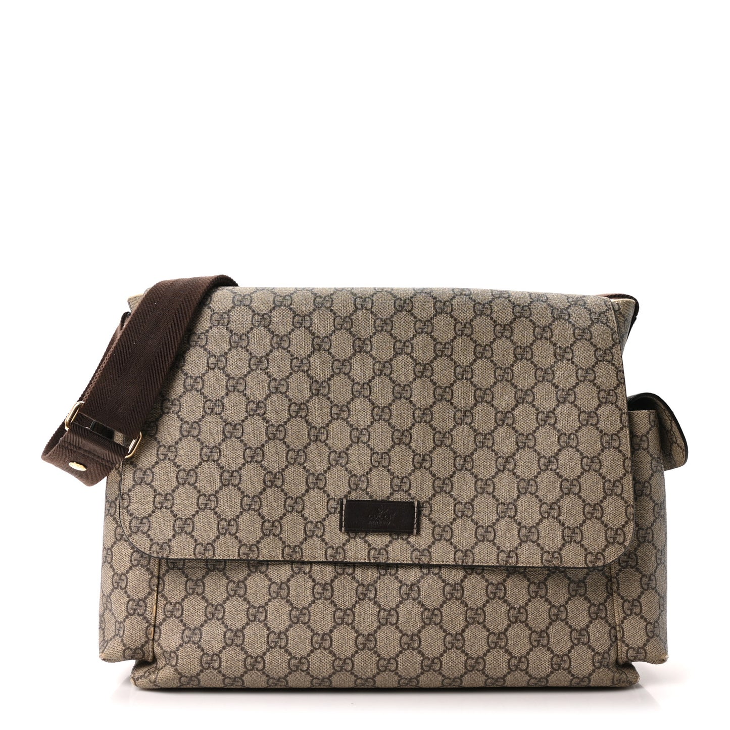 GG Plus Monogram Messenger Diaper Bag Dark Brown