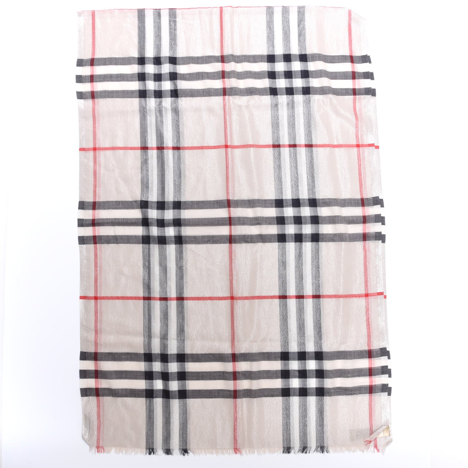 Burberry Wool Silk Gauze Giant Check Scarf Camel 2 of 3