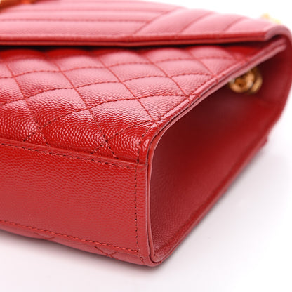 Saint Laurent Grain De Poudre Textured Mixed Matelasse Triquilt Medium Monogram Satchel New Red 8 of 8