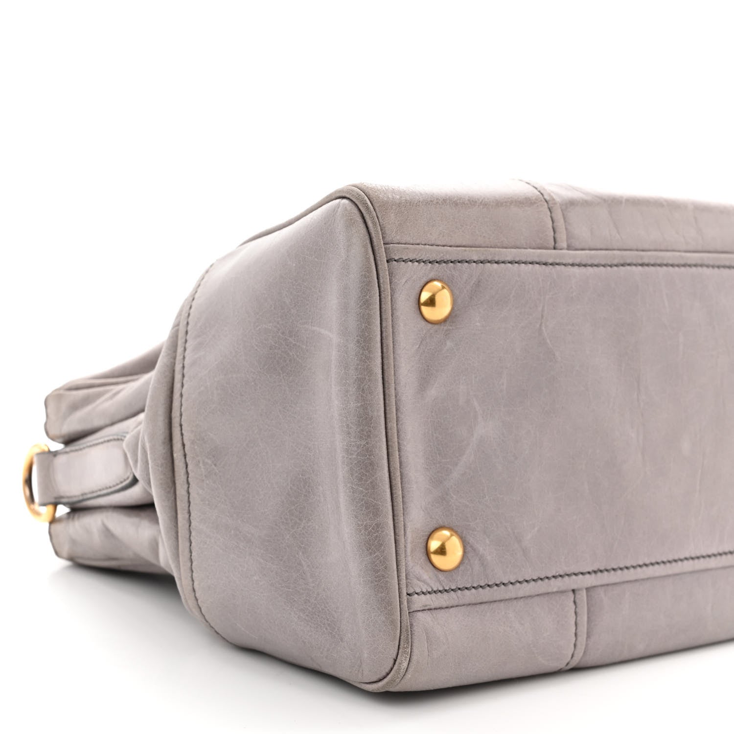 Miu Miu Vitello Shine Top Handle Satchel Peltro 9 of 11