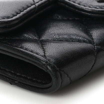 Chanel Lambskin Quilted Flap Card Holder Wallet Black 10 of 18