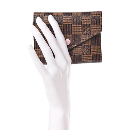 Louis Vuitton Damier Ebene Victorine Wallet Rose Ballerine 2 of 8