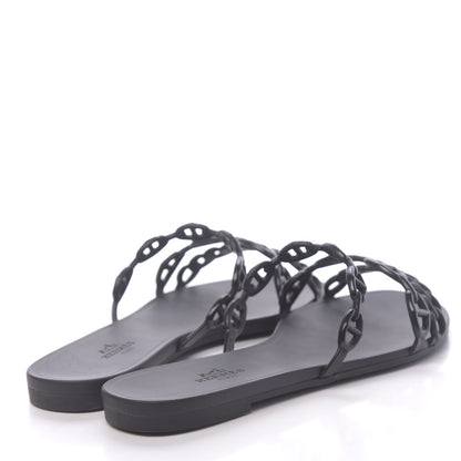 Hermes Rubber Chaine d'Ancre Rivage Sandals 37 Black 4 of 7