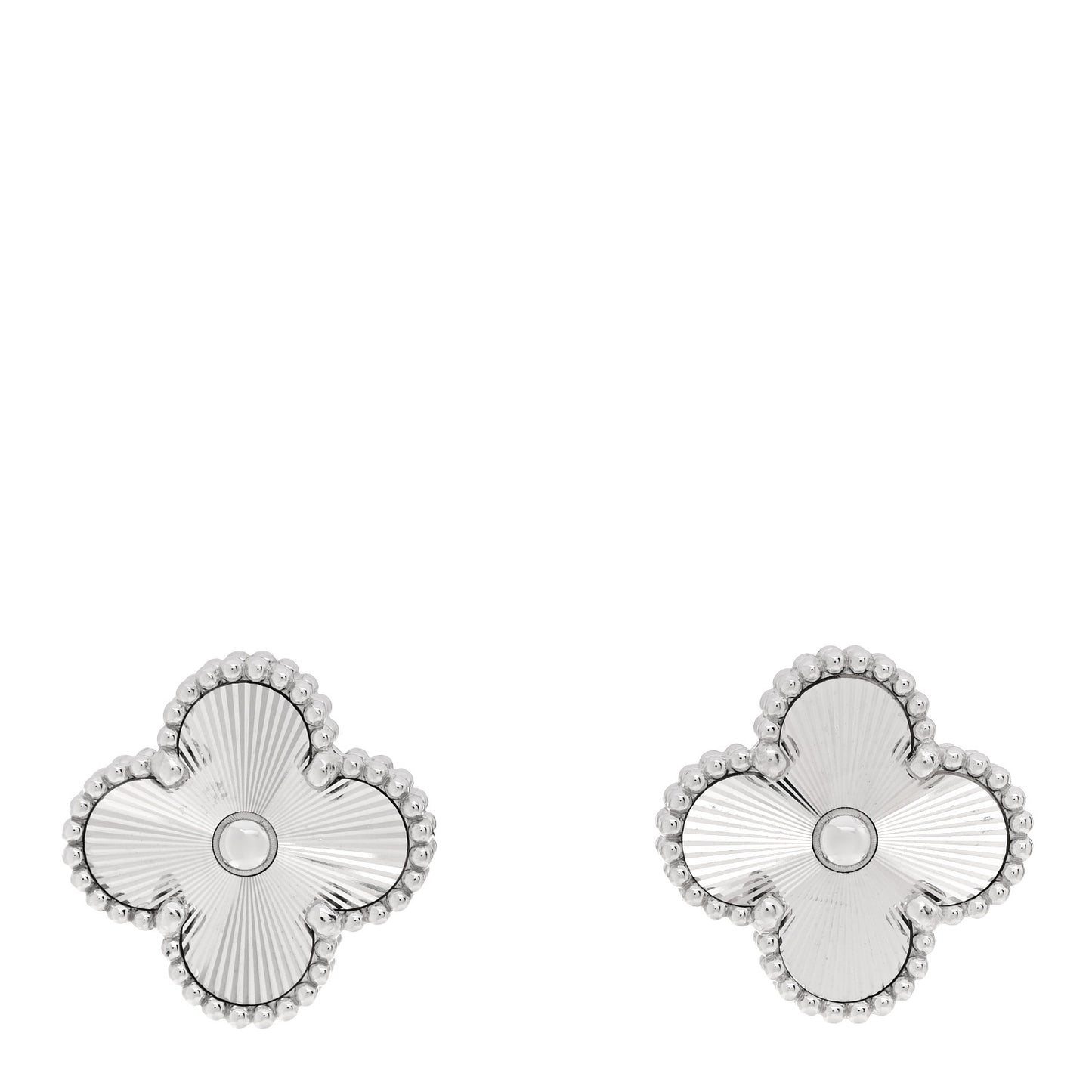 18K White Gold Guilloche Vintage Alhambra Earrings
